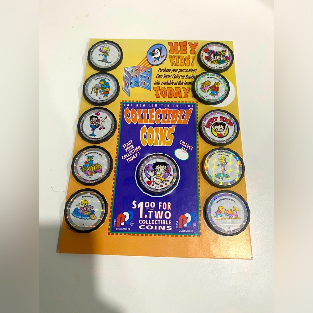 11 pcs Black Collectible Pog Coins.